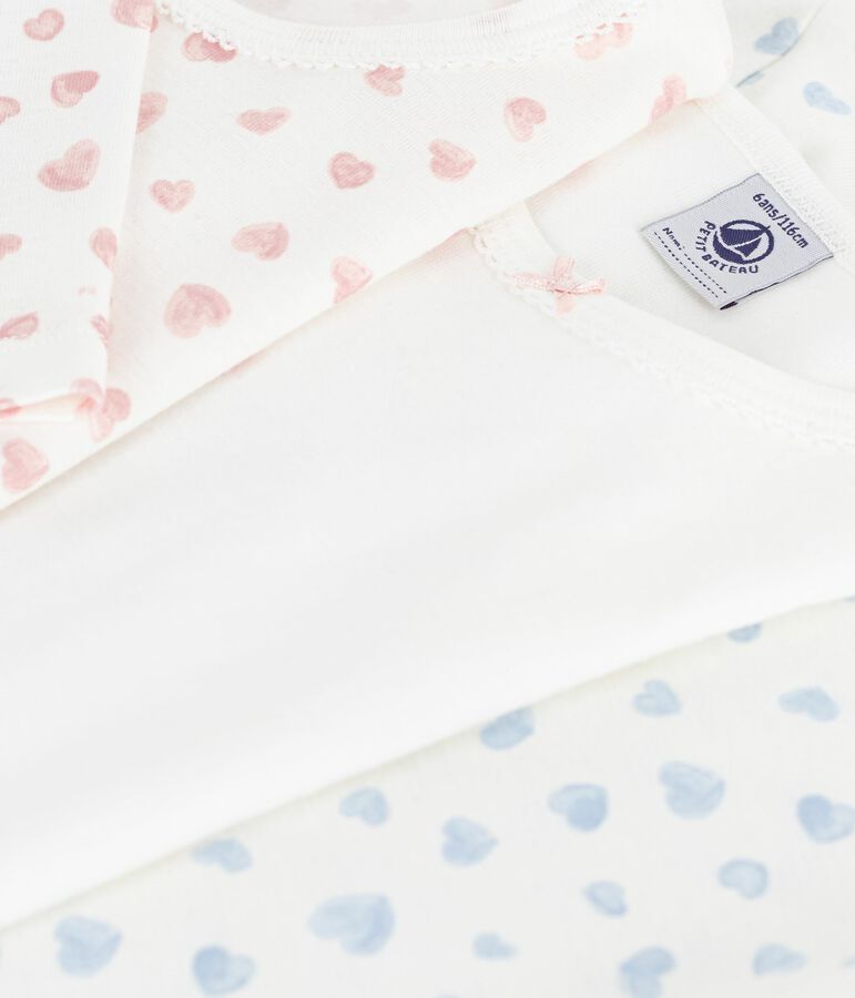 Set di T-shirt a maniche lunghe in cotone con stampa a cuori bambina multicolore