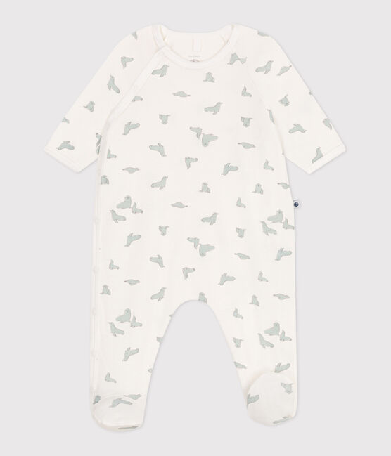 Pigiama in cotone con foche neonato bianco MARSHMALLOW/bianco MULTICO