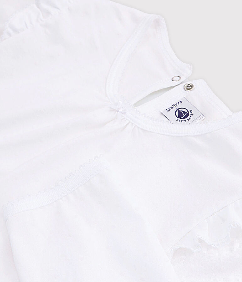 Pigiama bambina in cotone sottile bianco ECUME