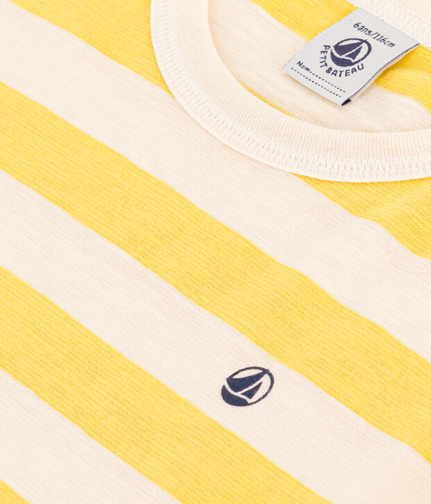 T-shirt rigata in jersey fiammato bambino giallo/ecru