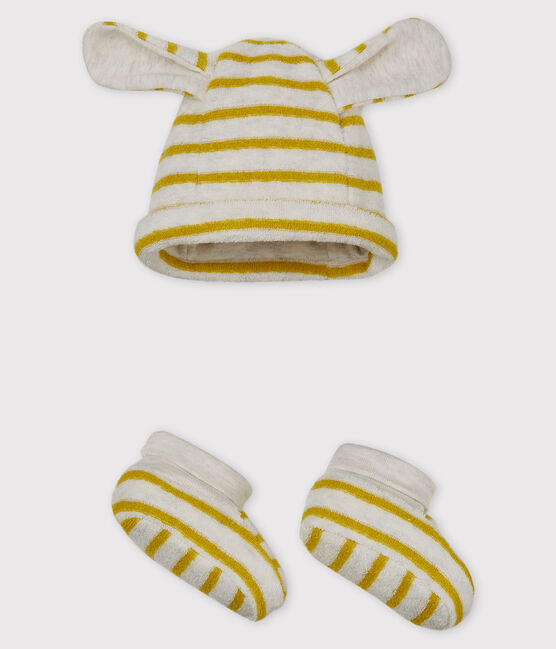 Cuffietta e babbucce bebè unisex a righe variante 2