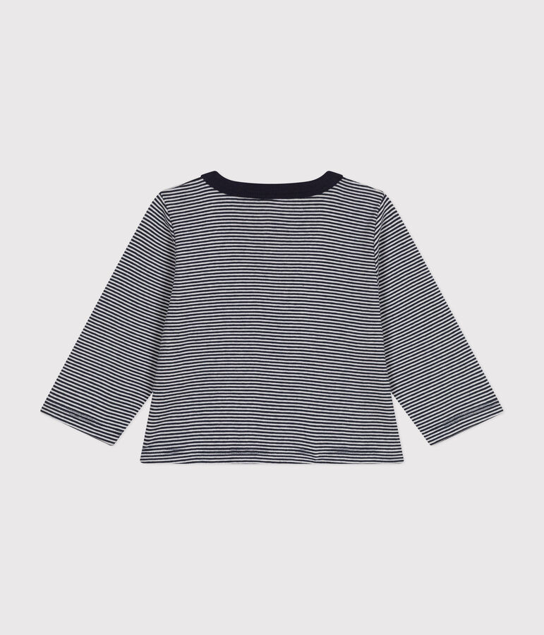 Cardigan in tubique a righe per beb&egrave; blu/bianco