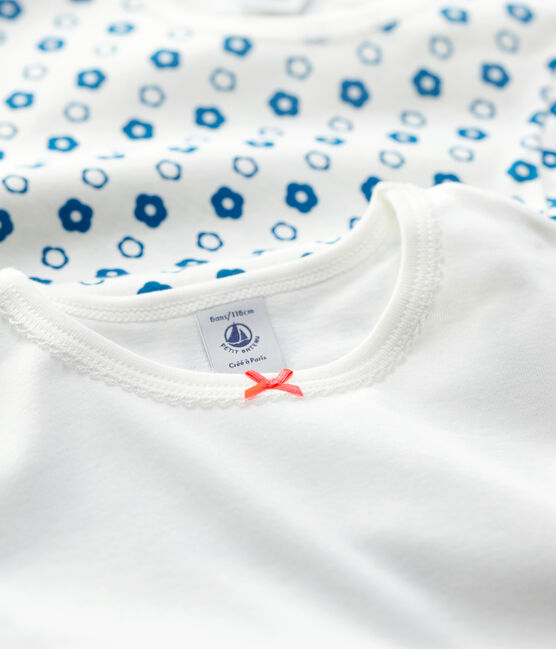 Confezione da 2 t-shirt bambina a manica corte con stampa grafica a fiori in cotone biologico variante 1