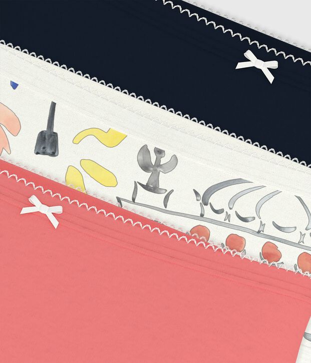 Set di slip a vita alta in cotone con stampa bambina multicolore