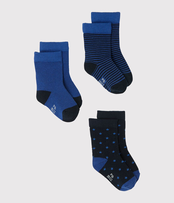 Confezione da 3 paia di calzini bebè maschio blu SMOKING/blu LIMOGES