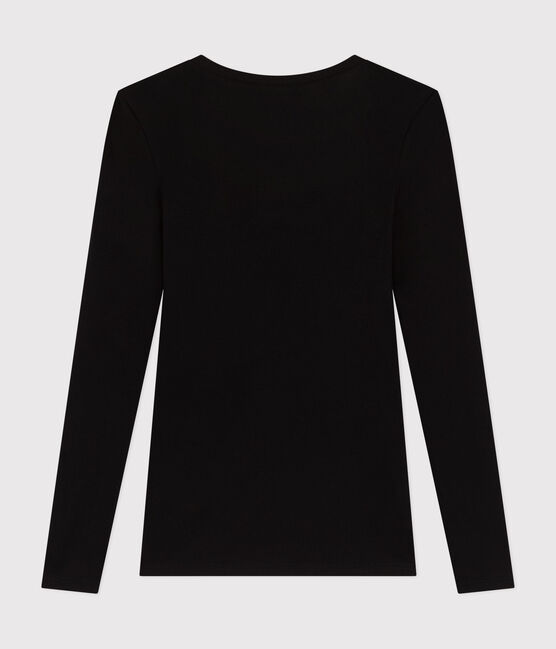 T-shirt a maniche lunghe con scollo a ballerina donna   nero BLACK