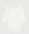 Body con colletto ricamato in cotone tinta unita neonato bianco MARSHMALLOW
