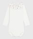 Body con colletto ricamato in cotone tinta unita neonato