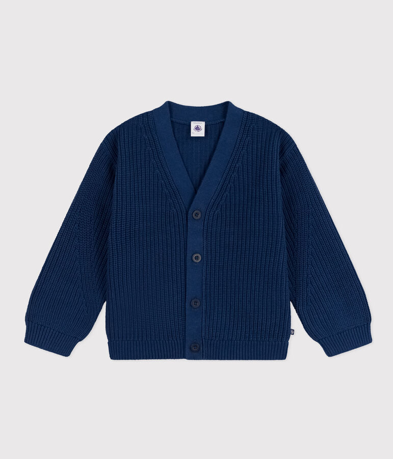 Cardigan a costa inglese in cotone bambina blu