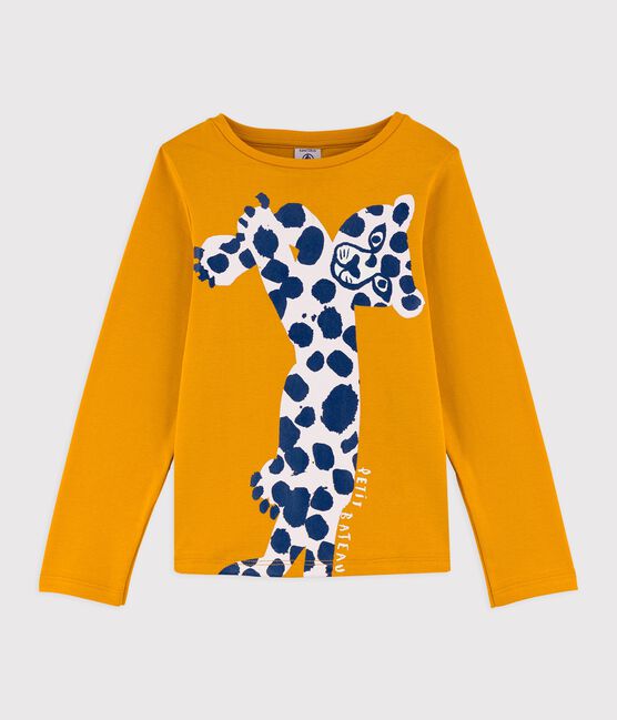 T-shirt bambina a maniche lunghe in cotone giallo BOUDOR