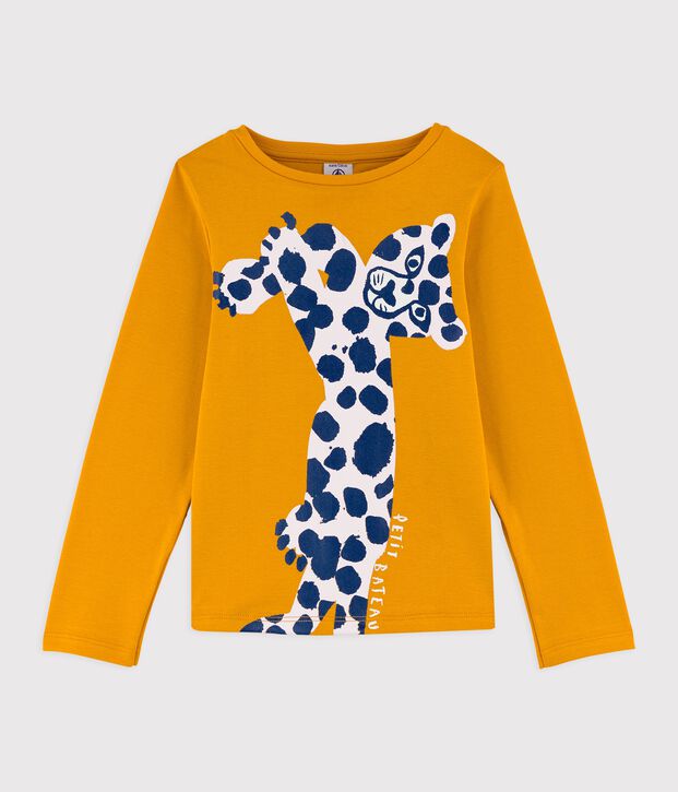 T-shirt bambina a maniche lunghe in cotone giallo