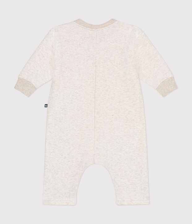 Tutina lunga in tessuto felpato morbido e caldo neonato beige