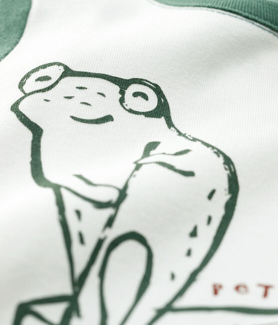 T-shirt maniche corte in cotone bebè maschio bianco MARSHMALLOW/verde VALLEE