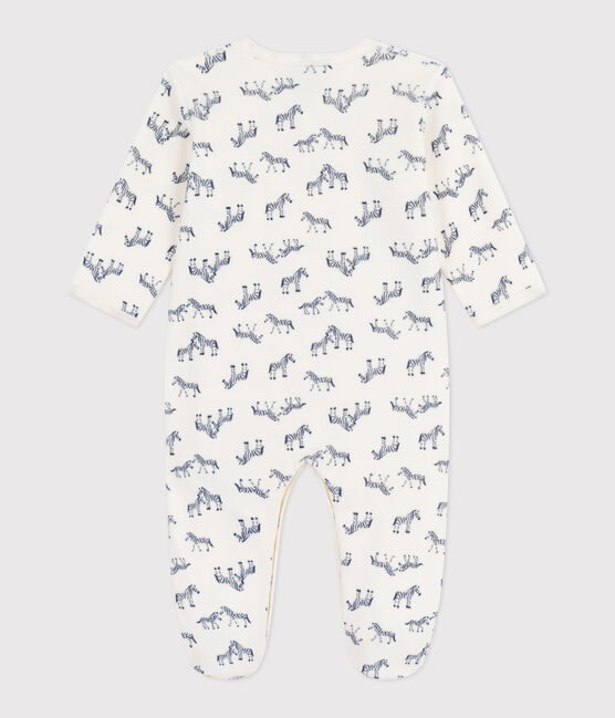 Pigiama in ciniglia con zebra stampata neonato blu MILK/ SOIR