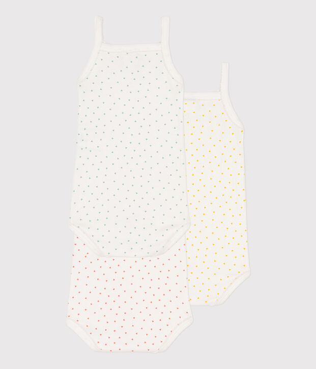 Confezione da 3 body a cuori con spalline in cotone multicolore