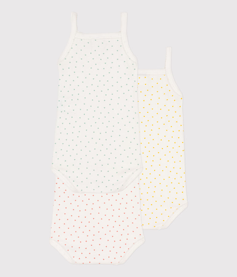 Confezione da 3 body a cuori con spalline in cotone multicolore