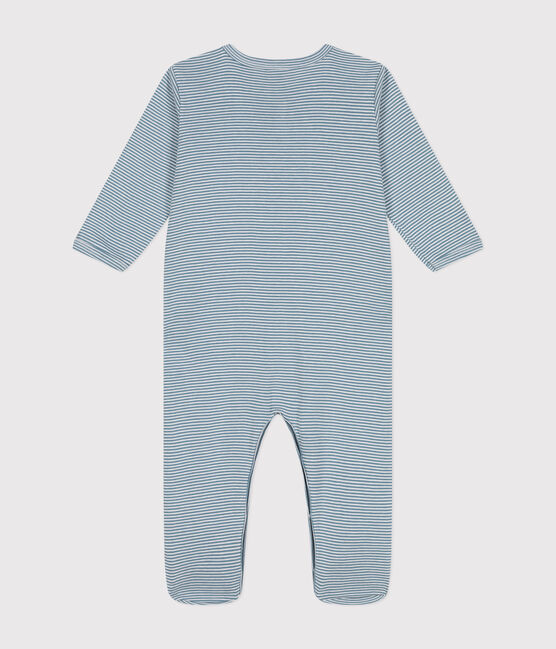 Pigiama fantasia in cotone neonato blu ROVER/bianco MARSHMALLOW