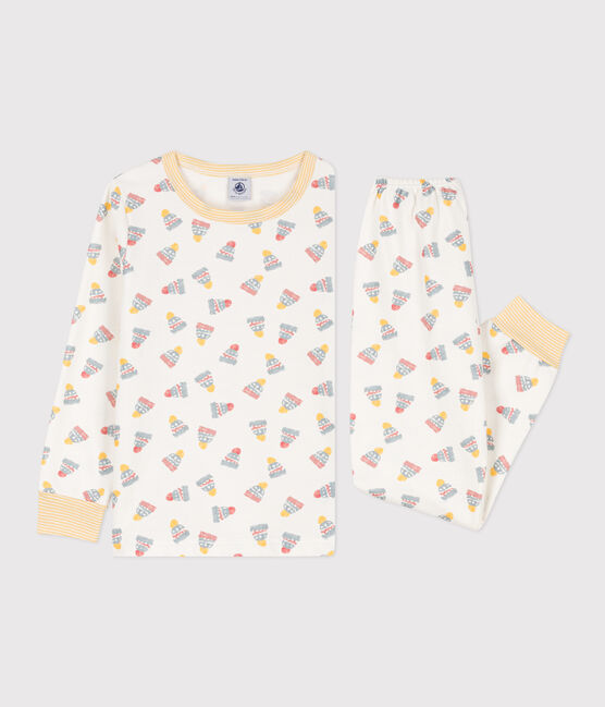 Pigiama berretto bambino unisex in tessuto felpato bianco MARSHMALLOW/bianco MULTICO