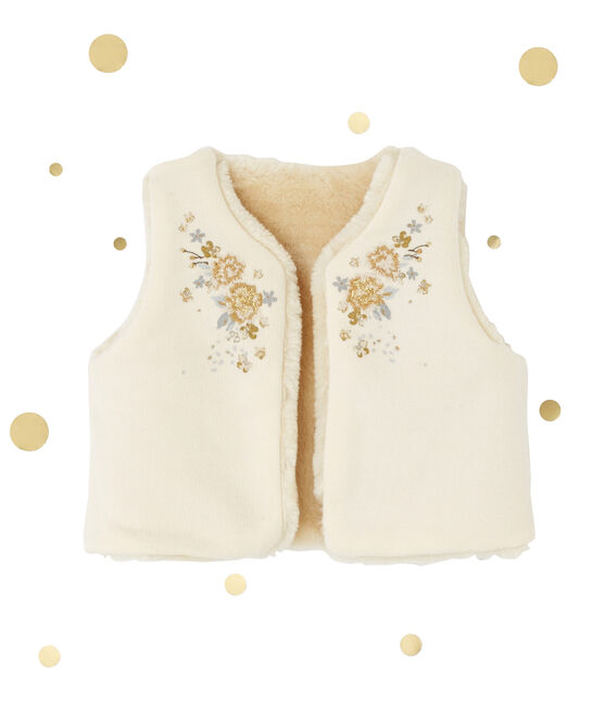 Gilet smanicato per bebé femmina reversibile beige COQUILLE
