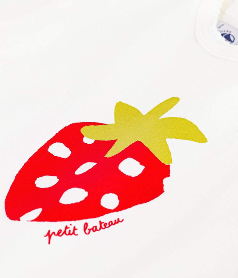 T-shirt a maniche corte in cotone con motivo neonato bianco MARSHMALLOW