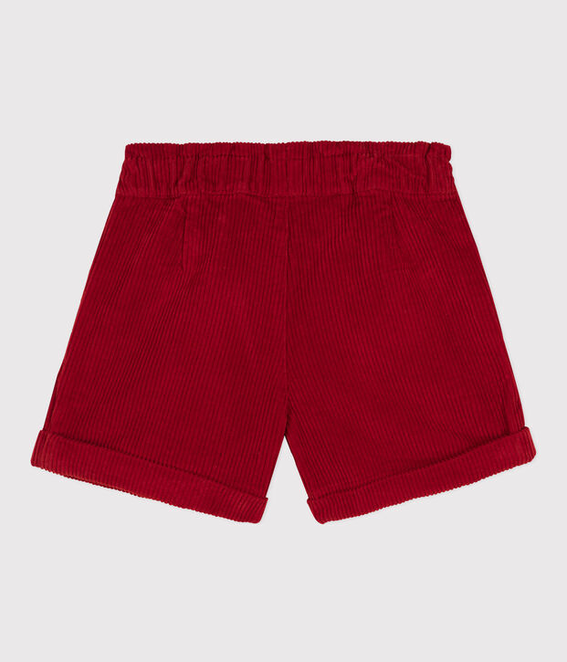 Short bambina in velluto a costine rosso
