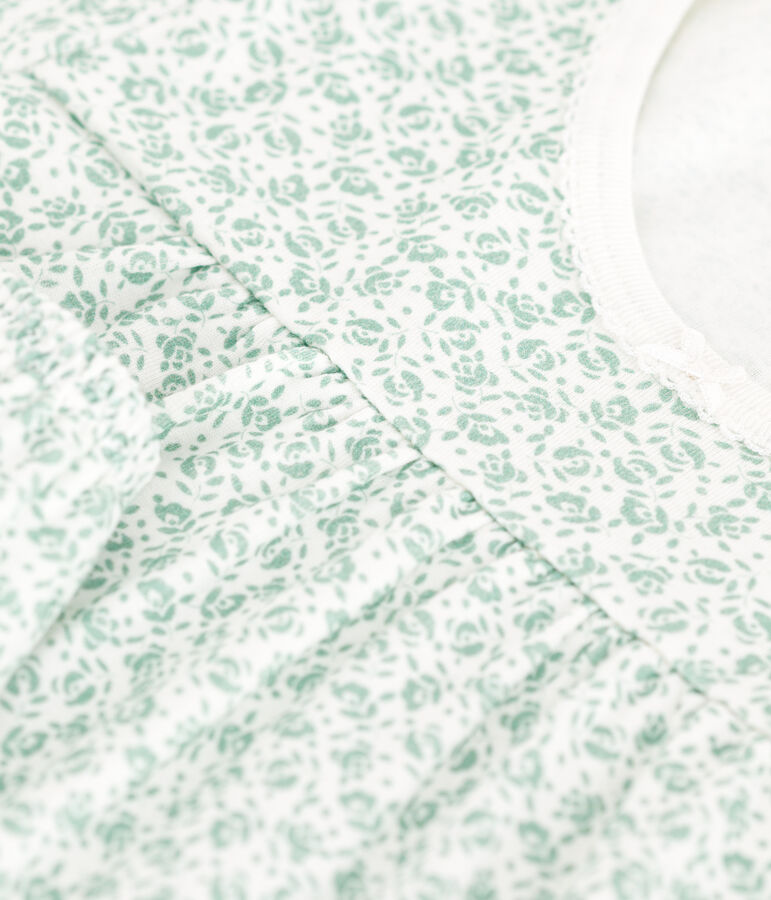 Pigiama corto in cotone a fiori bambino bianco/verde