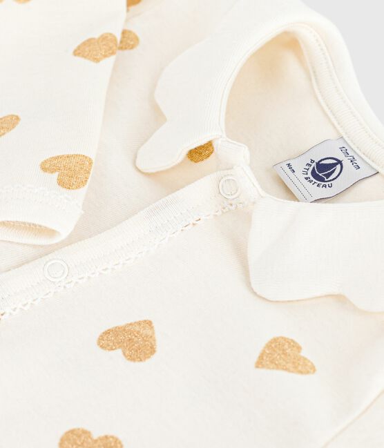 Pigiama senza piedini in cotone con stampa a cuori dorati neonato MILK/ DORE