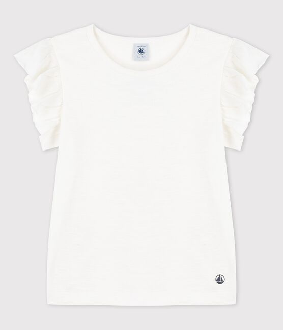 T-shirt a maniche corte in cotone bambina bianco MARSHMALLOW
