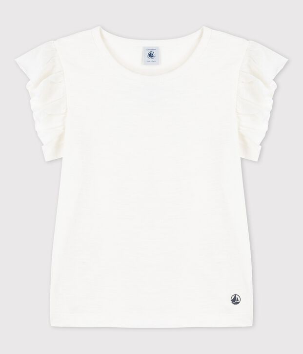 T-shirt a maniche corte in cotone bambina bianco