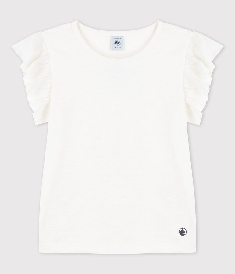 T-shirt a maniche corte in cotone bambina bianco