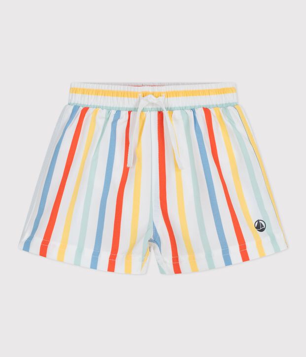 Shorts da bagno a righe neonato bianco/multicolore