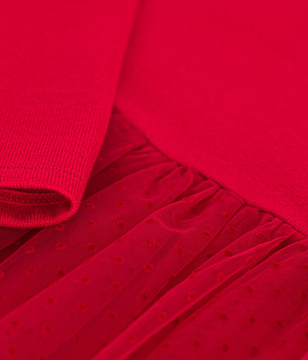 Abito in jersey pesante e tulle bambina rosso