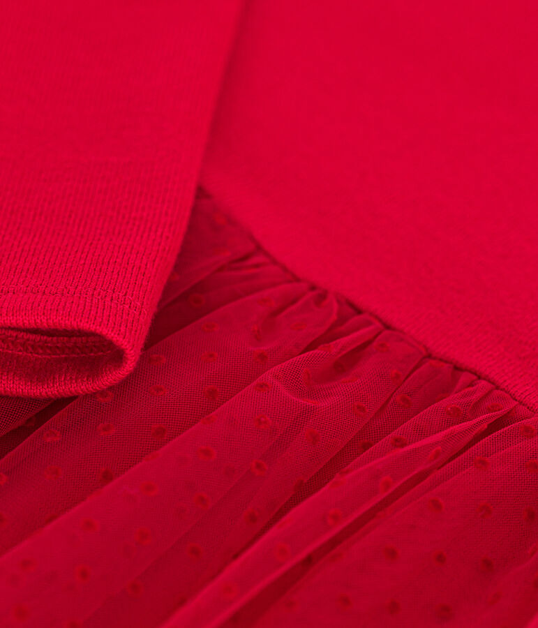 Abito in jersey pesante e tulle bambina rosso