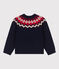 Pullover jaquard in lana e cotone bambino blu SMOKING/bianco MULTICO