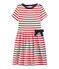 Abito bambina rigato bianco MARSHMALLOW/rosso TERKUIT
