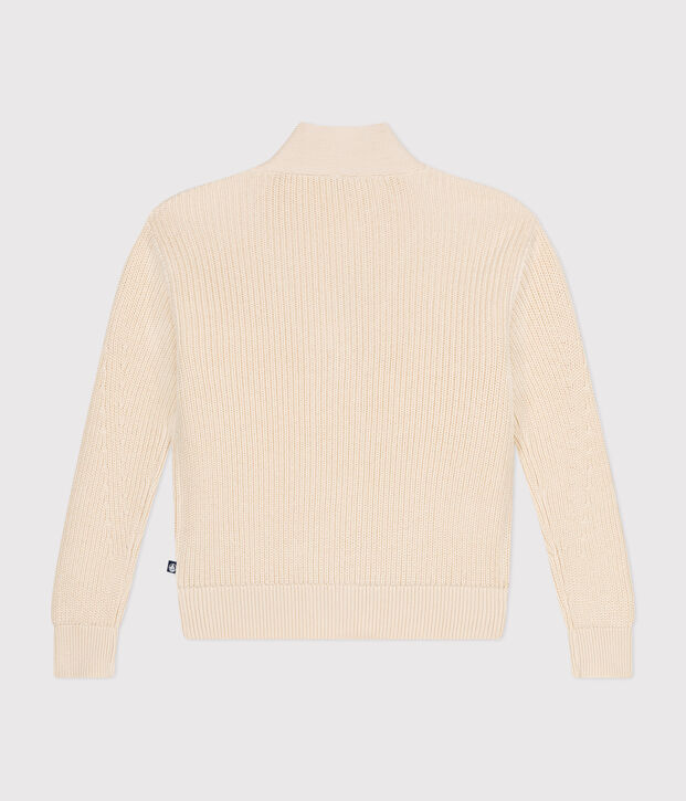 Cardigan a costa inglese in cotone donna ecru