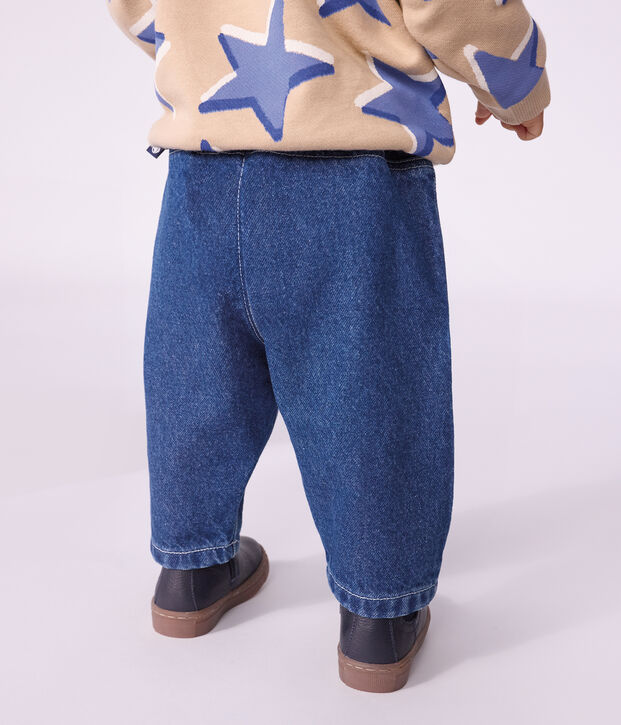 Pantaloni in denim tinta unita neonato blu