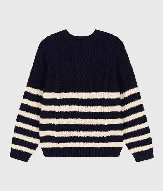 Maglione irlandese in cotone a righe donna blu SMOKING/ AVALANCHE