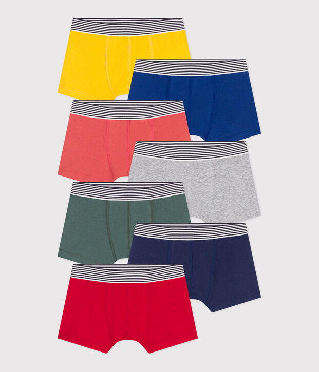 Confezione da 7 boxer in cotone a tinta unita bambino multicolore