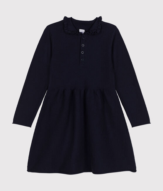 Abito a maniche lunghe in maglia bambina blu SMOKING