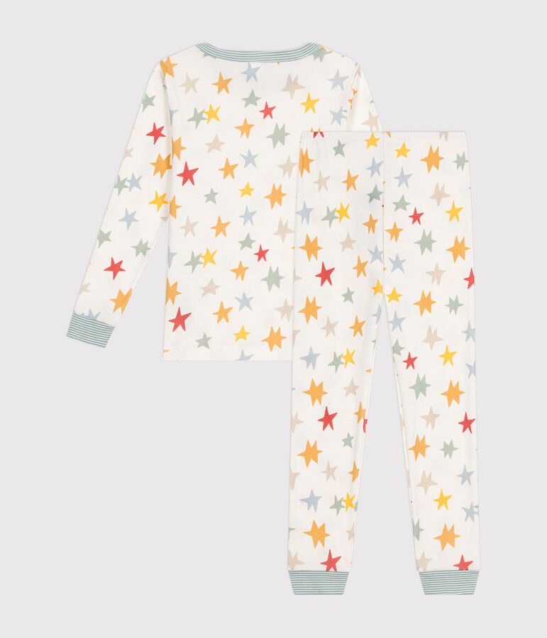 Pigiama aderente in cotone con stelle stampate bambino bianco/multicolore