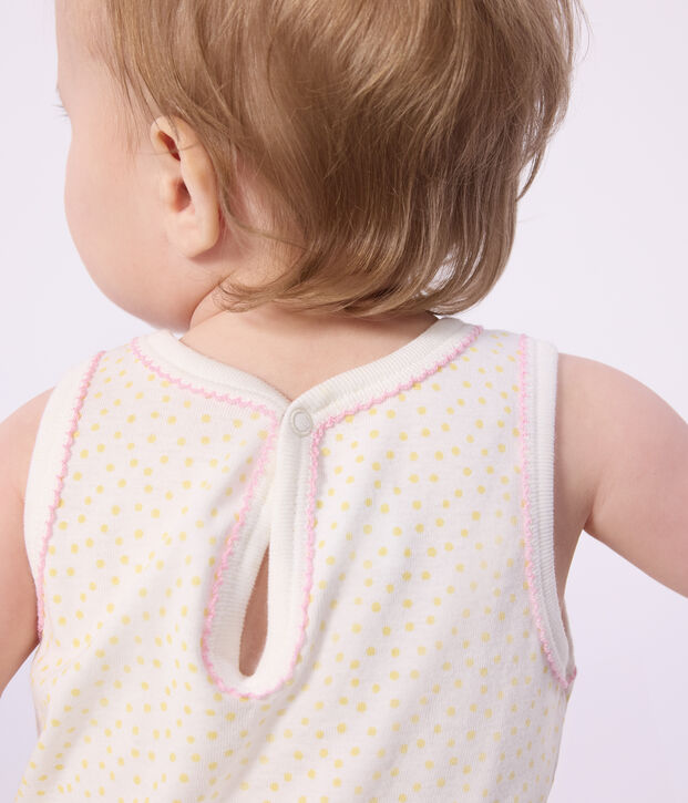 Tutina corta senza maniche in cotone neonato giallo/giallo