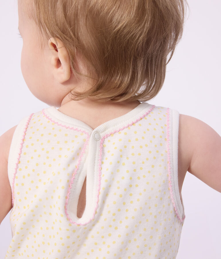 Tutina corta senza maniche in cotone neonato giallo/giallo
