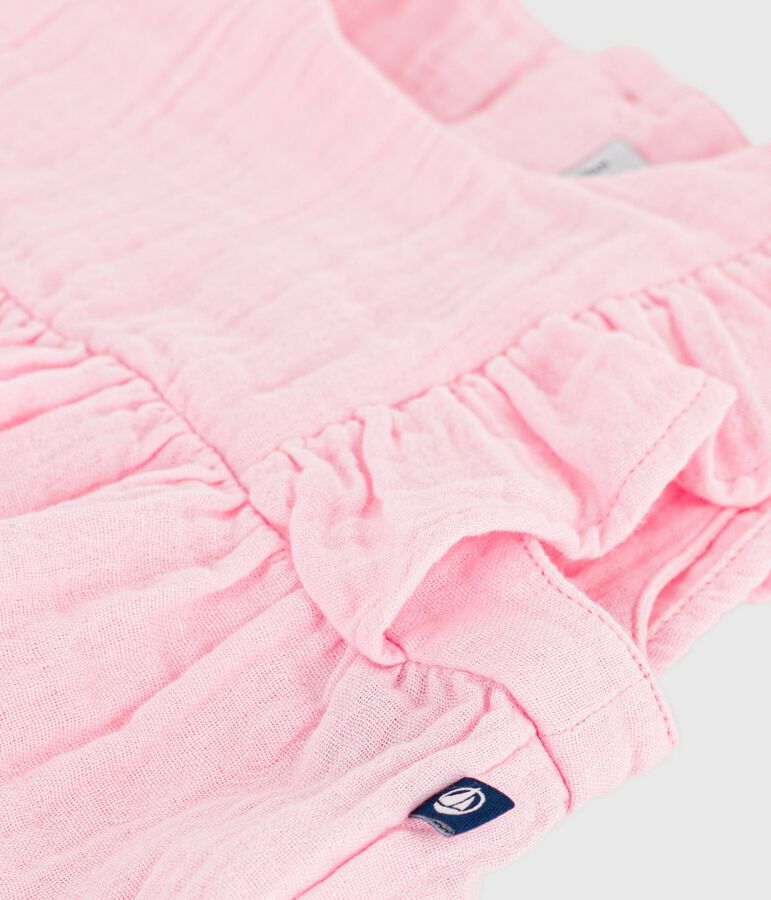 Pagliaccetto senza maniche in cotone tinta unita neonato rosa