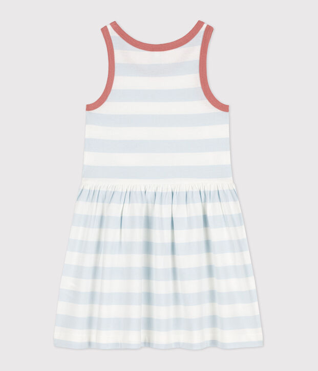 Abito senza maniche in cotone a righe bambina blu/bianco