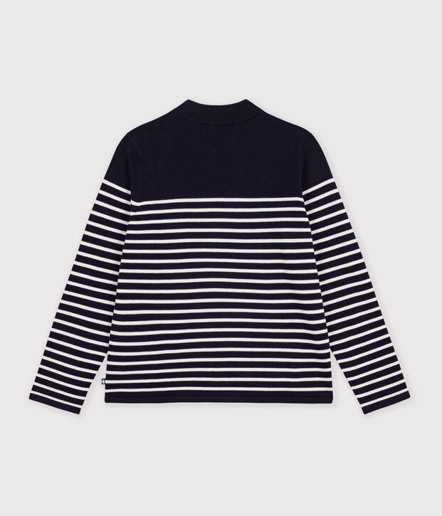 Pullover dallo spirito marinaro in misto lana e cotone a righe donna blu/bianco