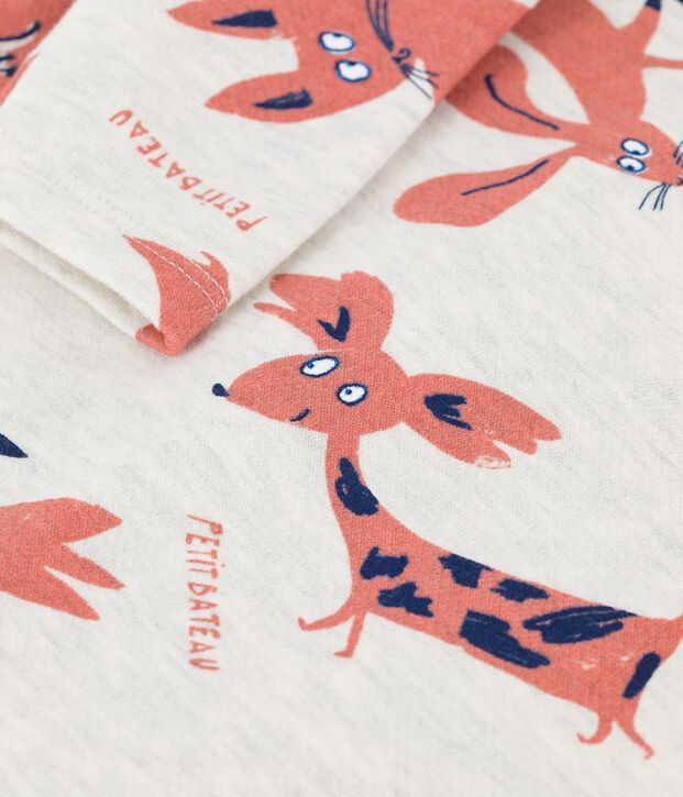 Tutina beb&egrave; in molleton con fantasia animaletti beige/multicolore