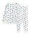 Pigiama unisex in spugna bouclette grattata, super calda bianco MARSHMALLOW/blu MAJOR