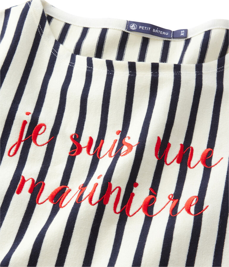 Marini&egrave;re femme courte brod&eacute;e bianco/blu