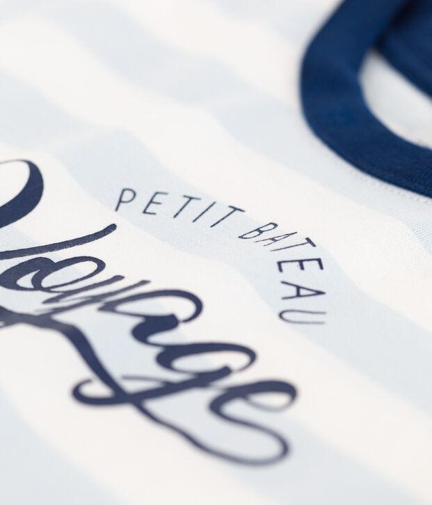 T-shirt  maniche corte in cotone bambino blu/bianco